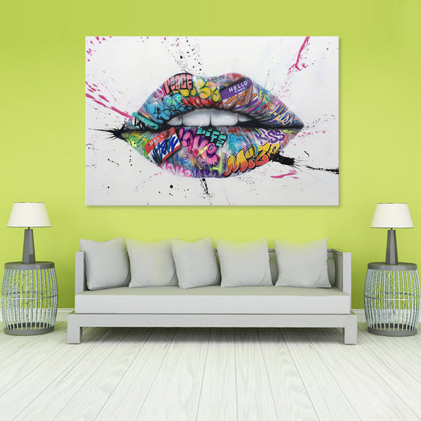 Graffiti Lips - Ready to hang Canvas Print - CN485 - 80x120cm