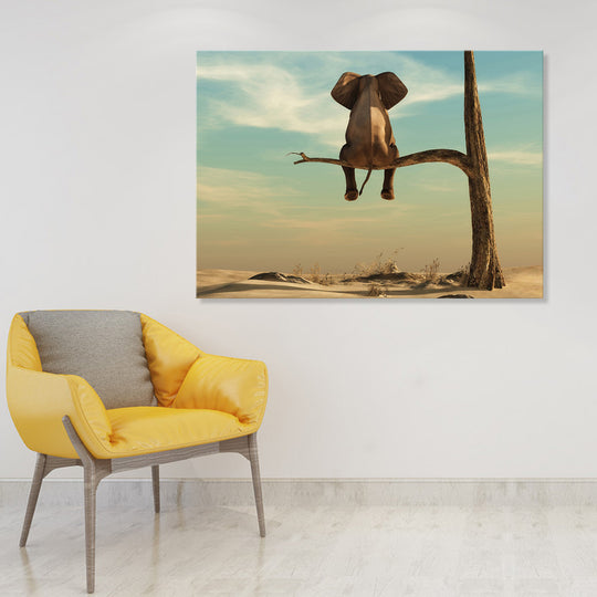 Elephant on a Tree - Ready to Hang Canvas Print - CN522 - 50x70cm