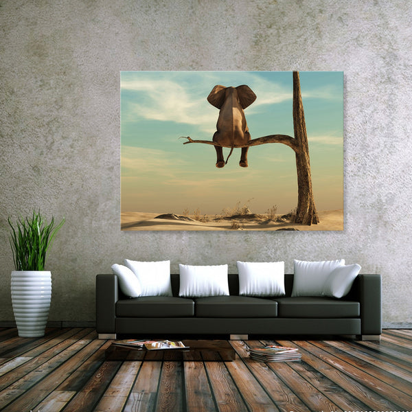 Elephant on a Tree - Ready to Hang Canvas Print - CN522 - 50x70cm