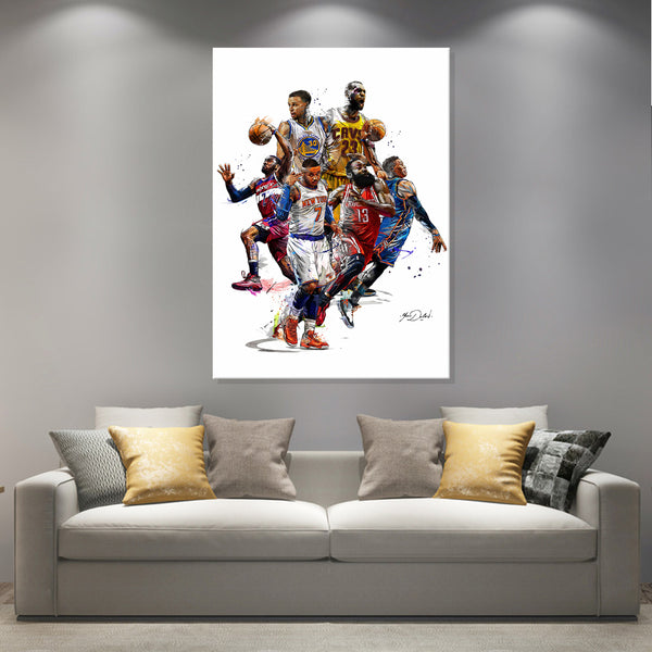 Basketballers (white background) - Canvas Print Art - CN555 - 50x70cm