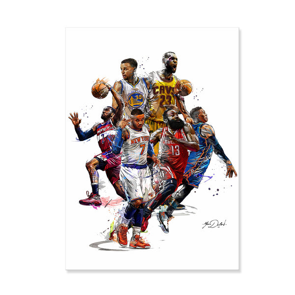 Basketballers (white background) - Canvas Print Art - CN555 - 50x70cm