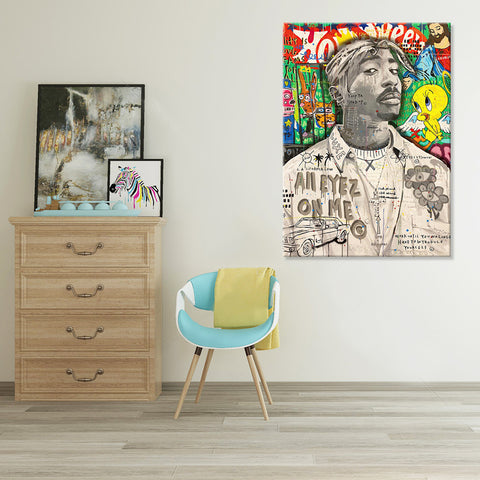 Tupac Street Art - Canvas Art Print - CN561 - 50x70cm