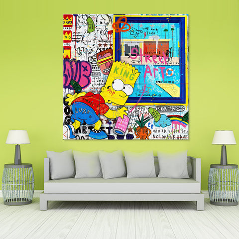 Bart Simpson Street Art - Canvas Art Print - CN562 - 60x60cm