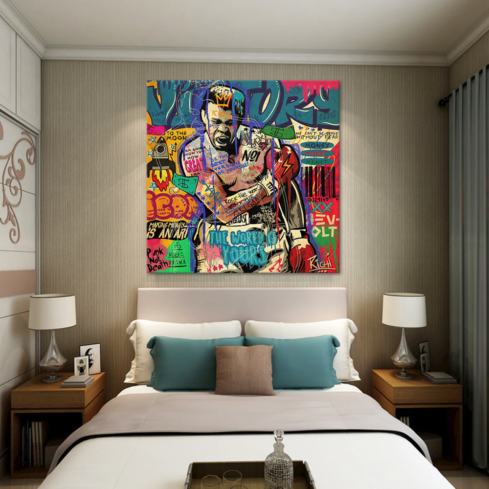 Muhammad Ali Graffiti Art - Canvas Print Art - CN571 - 60x60cm