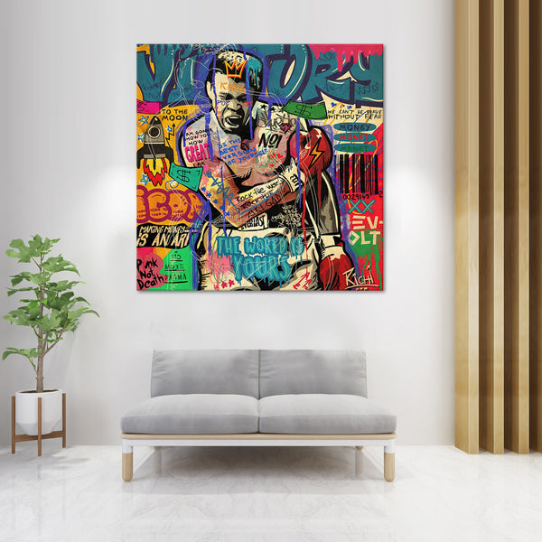 Muhammad Ali Graffiti Art - Canvas Print Art - CN571 - 60x60cm