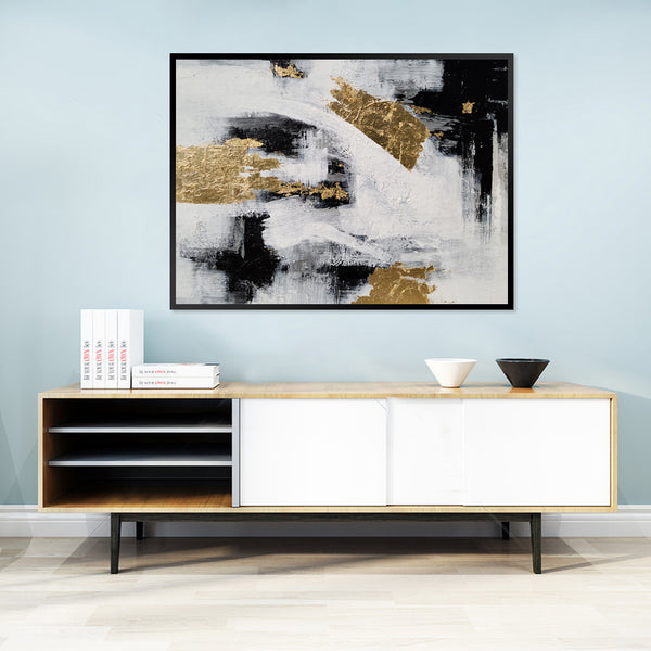 Black, White and Gold - Embellished Art with Shadow Frame - CNL367 - 80x120cm