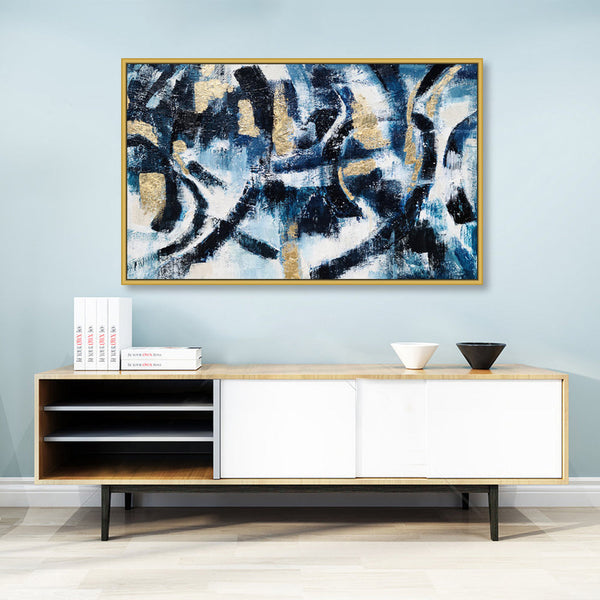 Deep Blue Containment - Embellished Art with Floating Frame - CNL377 - 80x120cm