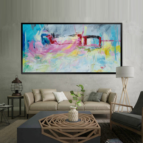 Coloured Obscurity - Embellished Canvas Art with Floating Frame - CNL391 - 80x150cm