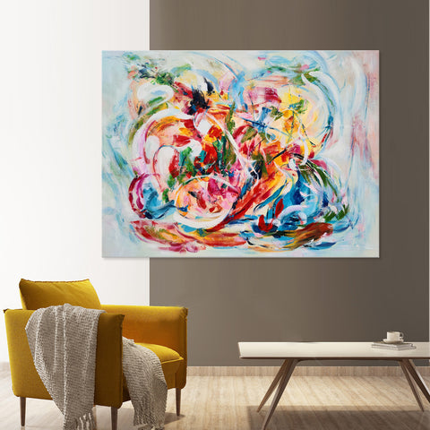 A Colourful Imposition - Large Scale Embellished Mixed Media Art - EA285 - 120x180cm