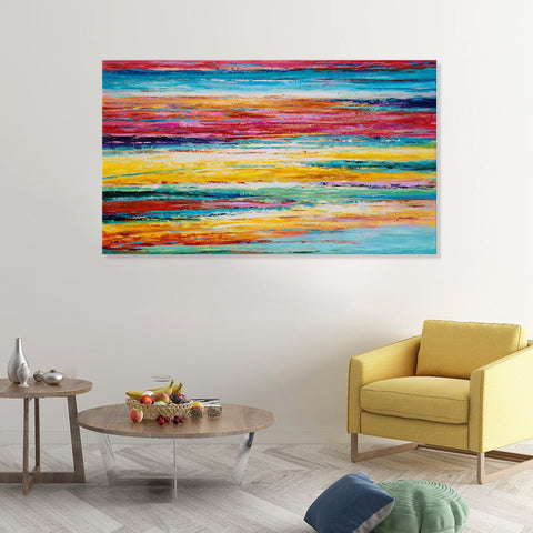 Coloured Horizon - Embellished Mixed Media Art - EA316 - 80x150cm