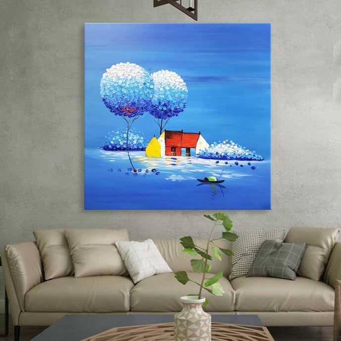 Cool Serenity - highly Textured Hand Painted Art - 90x90cm HF168