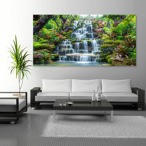 Tropical Waterfall - Canvas Print Art - JP566 - 100x200cm