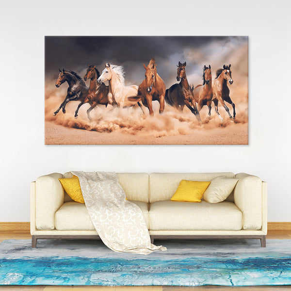 7 Running Horses - Canvas Art Print - JP746 - 80x150cm