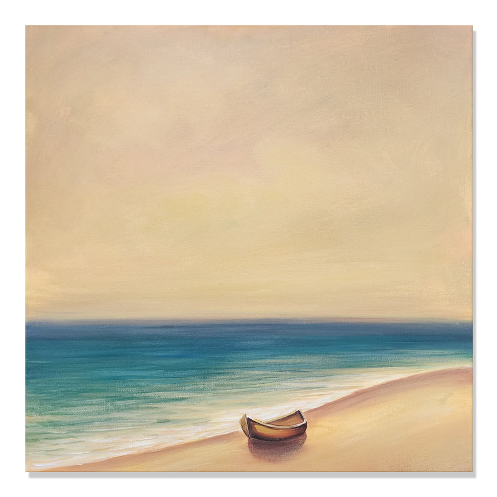 Solitude on the Shore - Hand Painted Art Size 70x70cm