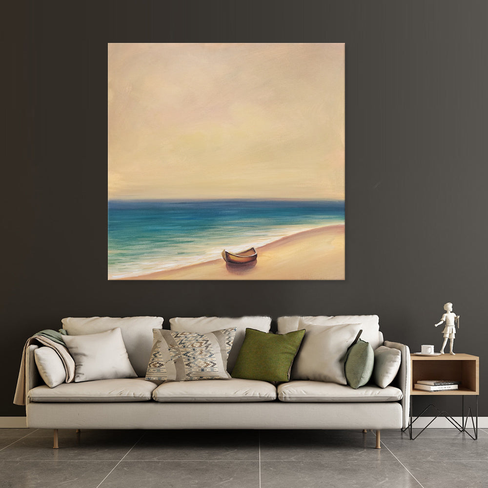 Solitude on the Shore - Hand Painted Art Size 70x70cm