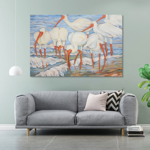 Egrets by the Shore - Hand Painted Art Size 75x100cm