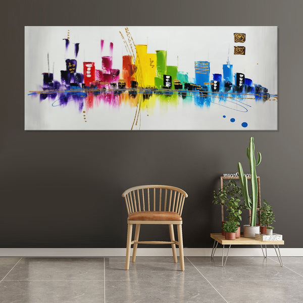 Rainbow Skyline - Hand Painted Art Size 70x170cm