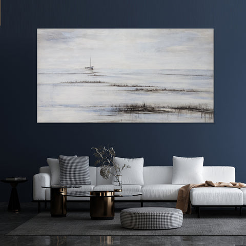 Solitude at Sea - Hand Painted Art Size 80x150cm