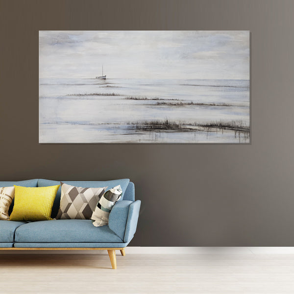 Solitude at Sea - Hand Painted Art Size 80x150cm