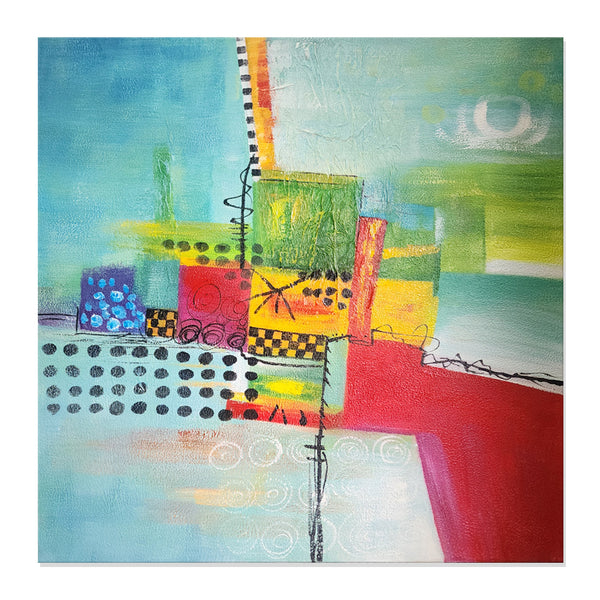 Vibrant Collage - Hand Painted Art Size 70x70cm