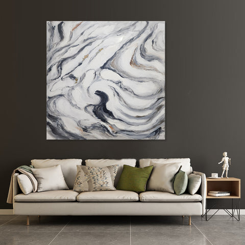 Marble Waves - Hand Painted Art Size 100x100cm