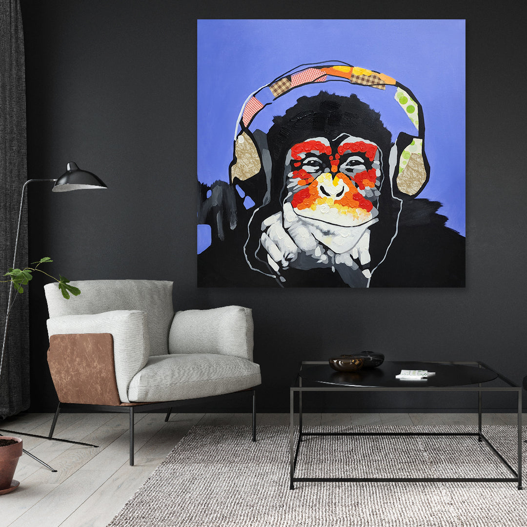 Grooving Primate - Hand Painted Art Size 90x90cm