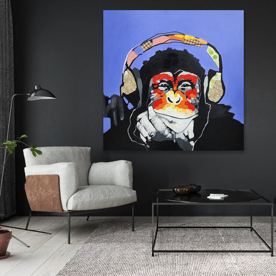 Grooving Primate - Hand Painted Art Size 90x90cm