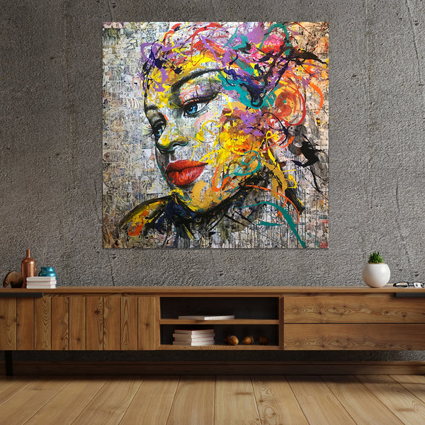 Lady Flurry - Striking, Stylized Portrait of a Woman, in size 100x100cm