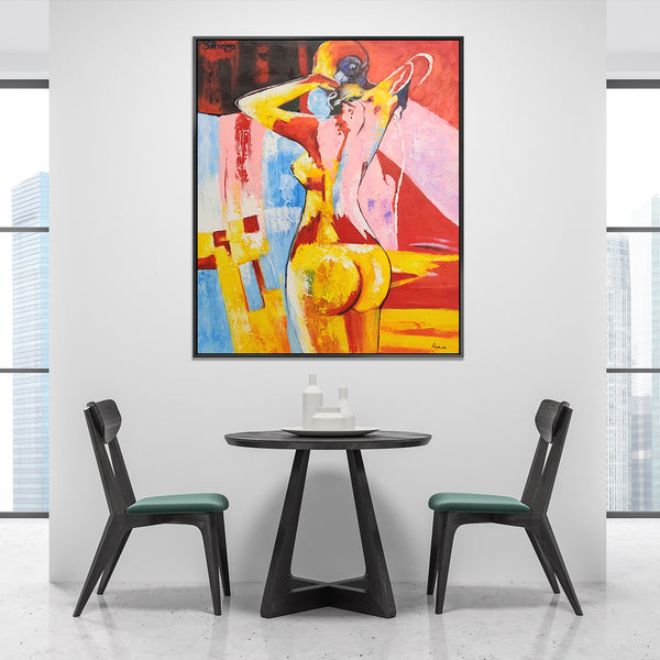 The Bold Nude - Stunning, warm toned Stylized Abstract Depiction of a Female Nude from Behind, size 80x100cm