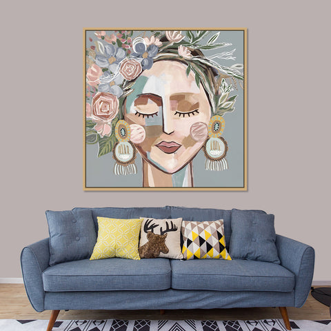 Grey Dotti - Canvas Print with Floating Frame - CNL342 - 90x90cm