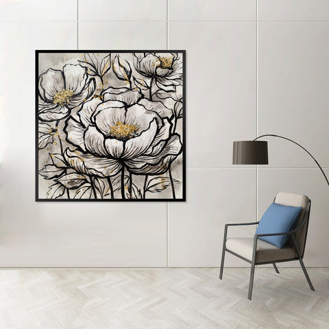 Florally Defined - Embellished Art with Shadow Frame - CNL424 - 90x90cm