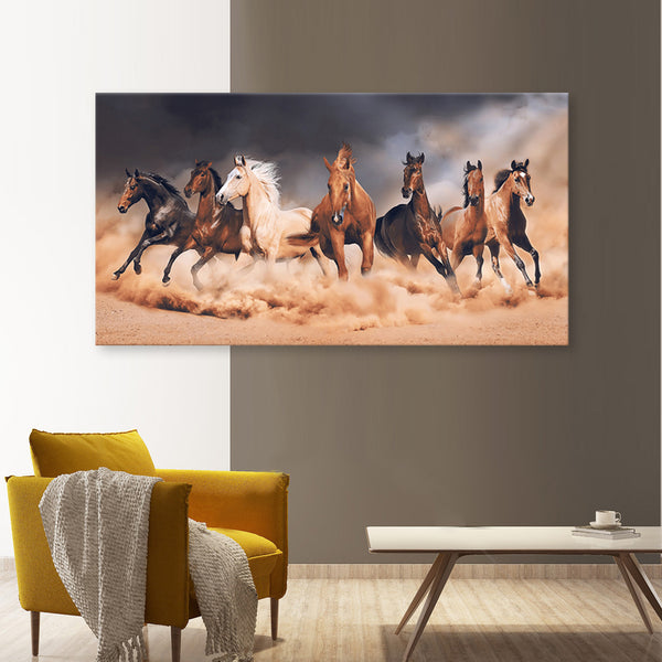 7 Running Horses - Canvas Art Print - JP746 - 80x150cm