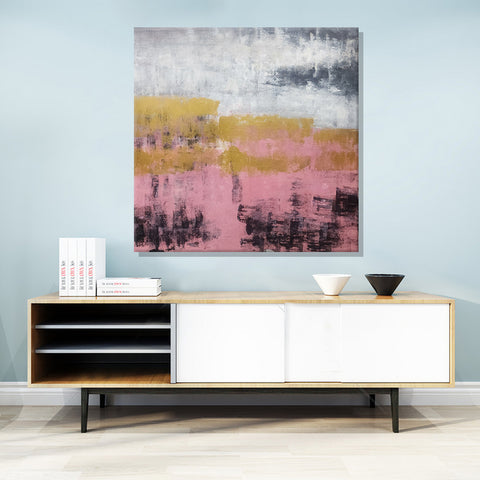 Gilded Balance: Abstract Elegance - Hand Painted Art Size 100x100cm