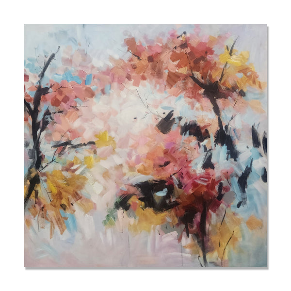 Autumn’s Embrace: A Blurred Reverie - Hand Painted Art Size 100x100cm