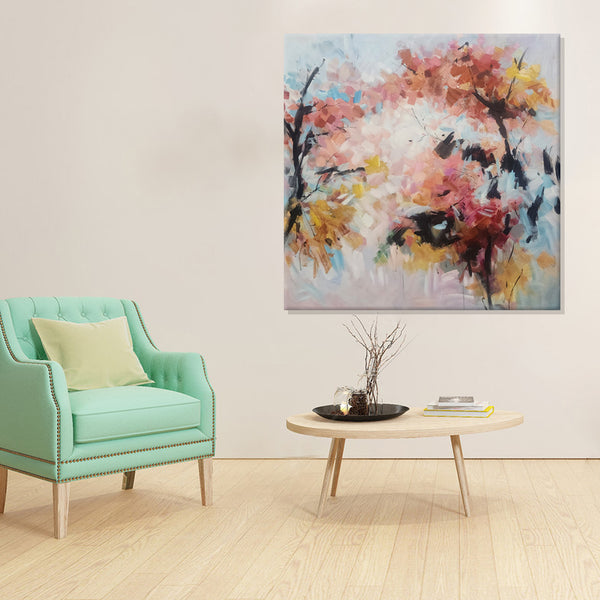 Autumn’s Embrace: A Blurred Reverie - Hand Painted Art Size 100x100cm