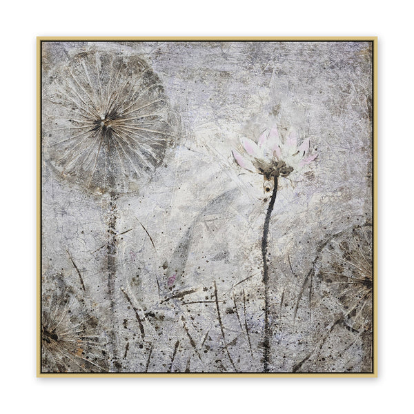 Whispers of Silver: Dandelion Dreams - Hand Painted Art Size 100x100cm