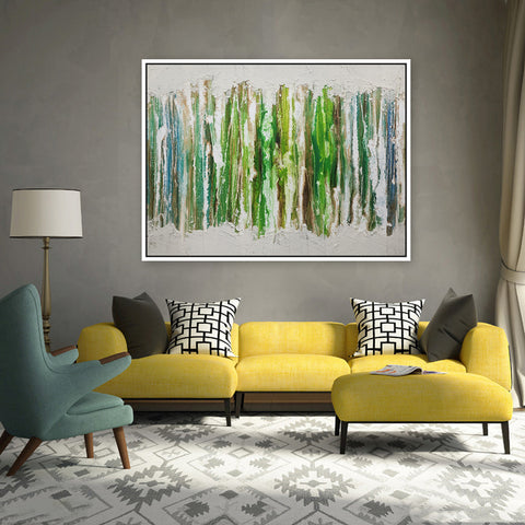 Verdant Whispers: An Abstract Forest - Hand Painted Art Size 90x120cm