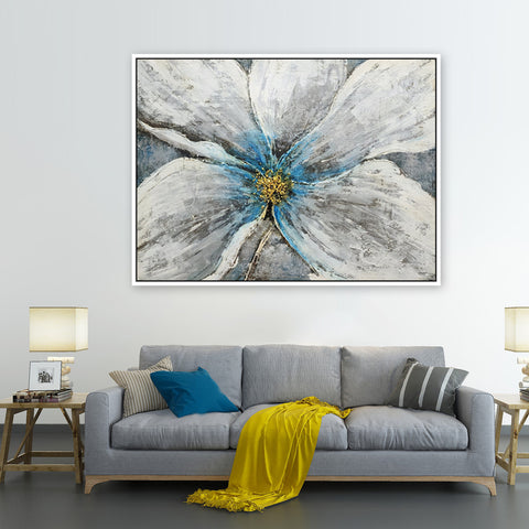 Rustic Bloom: A Soft Encounter - Hand Painted Art Size 90x120cm