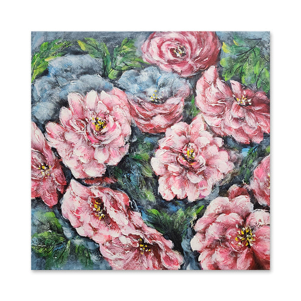 Above the Bloom: A Pink Floral Bouquet - Hand Painted Art Size 100x100cm