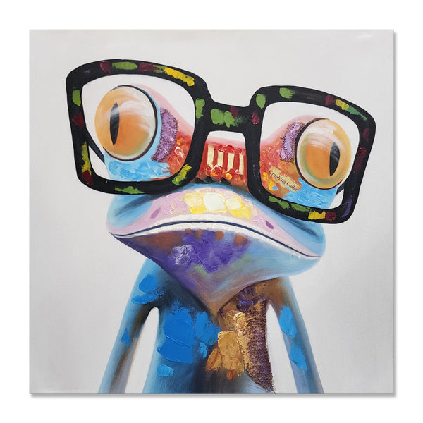 Professor Frog - Hand Painted Art Size 90x90cm,  MTO243