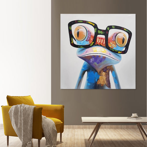 Professor Frog - Hand Painted Art Size 90x90cm,  MTO243