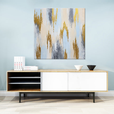 Golden Cascade - Hand Painted Art Size 100x100cm