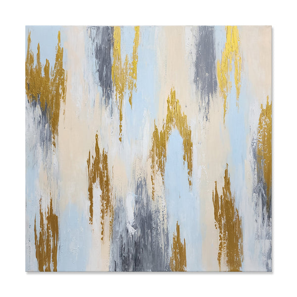 Golden Cascade - Hand Painted Art Size 100x100cm