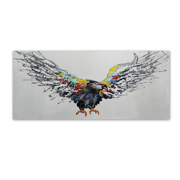 Soaring Spirit: A Stylized Eagle in Flight - Hand Painted Art Size 70x160cm