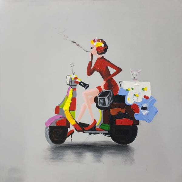 Scooter Daydream - Hand Painted Art Size 70x70cm