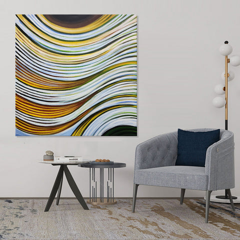 Waves of Yellow - Hand Painted Art Size 90x90cm