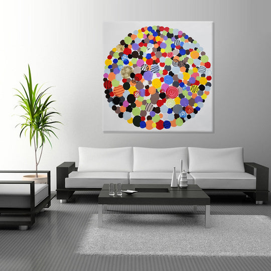 Circle of Colors - Hand Painted Art Size 90x90cm