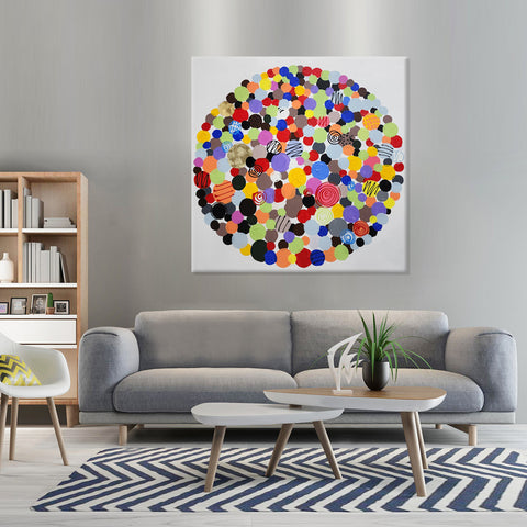 Circle of Colors - Hand Painted Art Size 90x90cm