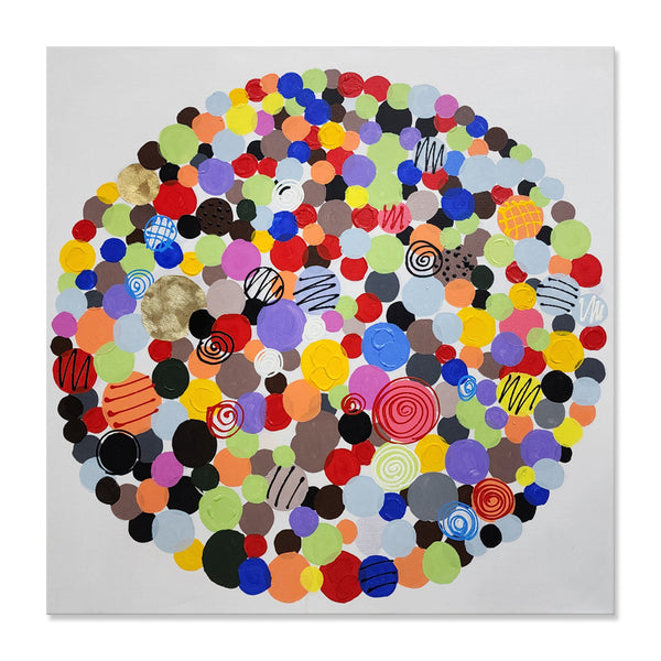 Circle of Colors - Hand Painted Art Size 90x90cm