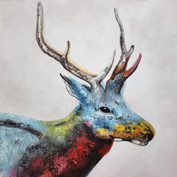 Spectrum Stag - Hand Painted Art Size 90x90cm